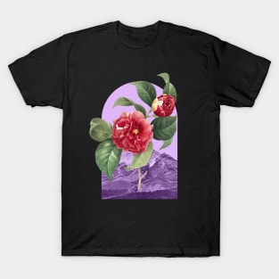 Floral Landscape Red Camellia T-Shirt